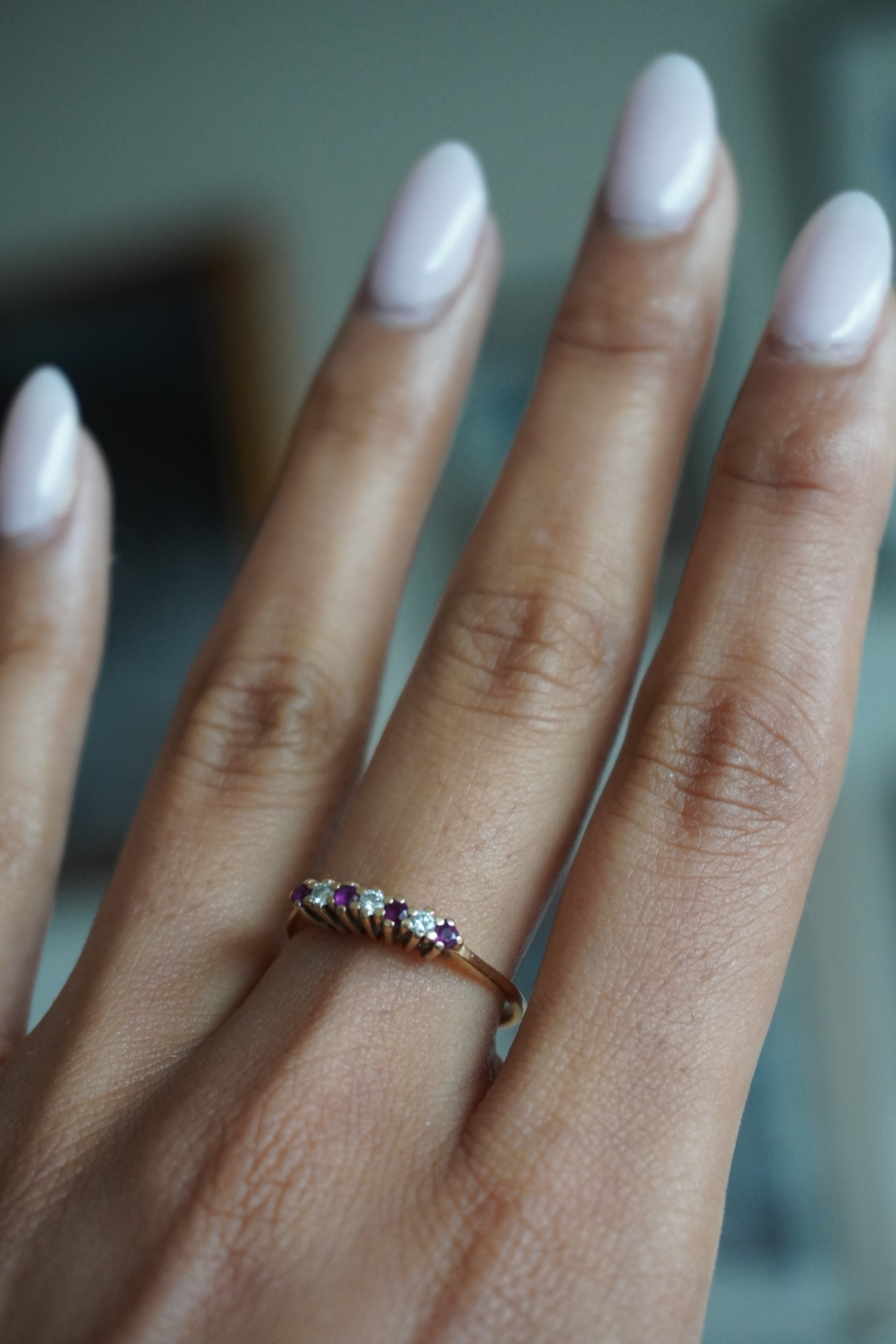 14K Yellow Gold Ruby Diamond Ring Sz 7.25