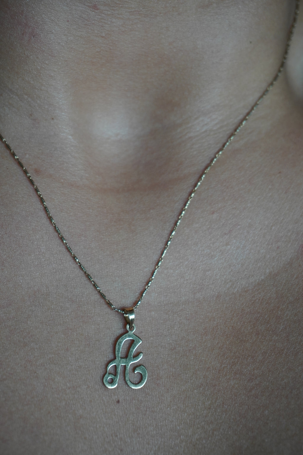 14K Yellow Gold "A" Initial Pendant