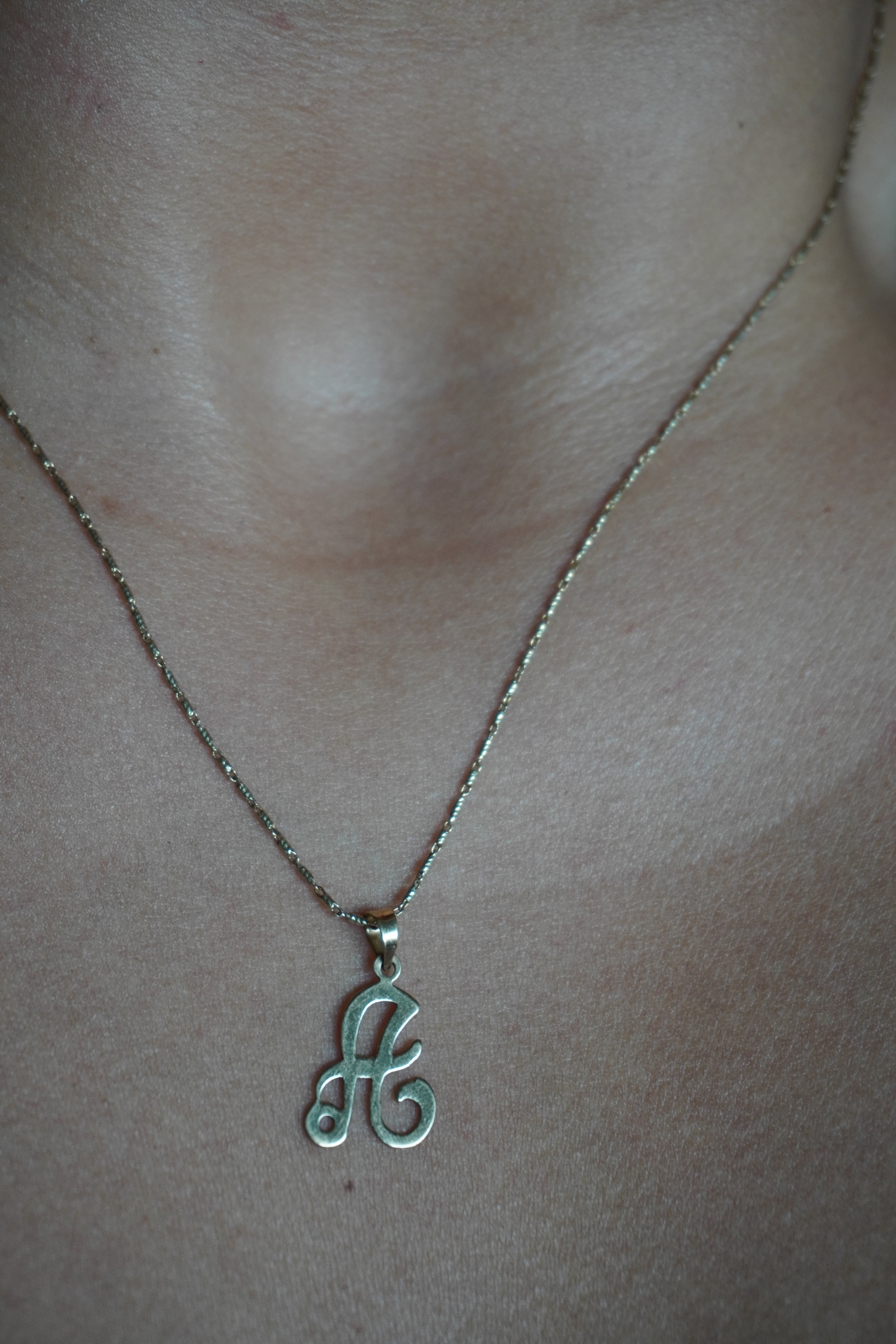 14K Yellow Gold "A" Initial Pendant