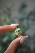 14K Yellow Gold Emerald (.55 ctw) Ring Sz 7