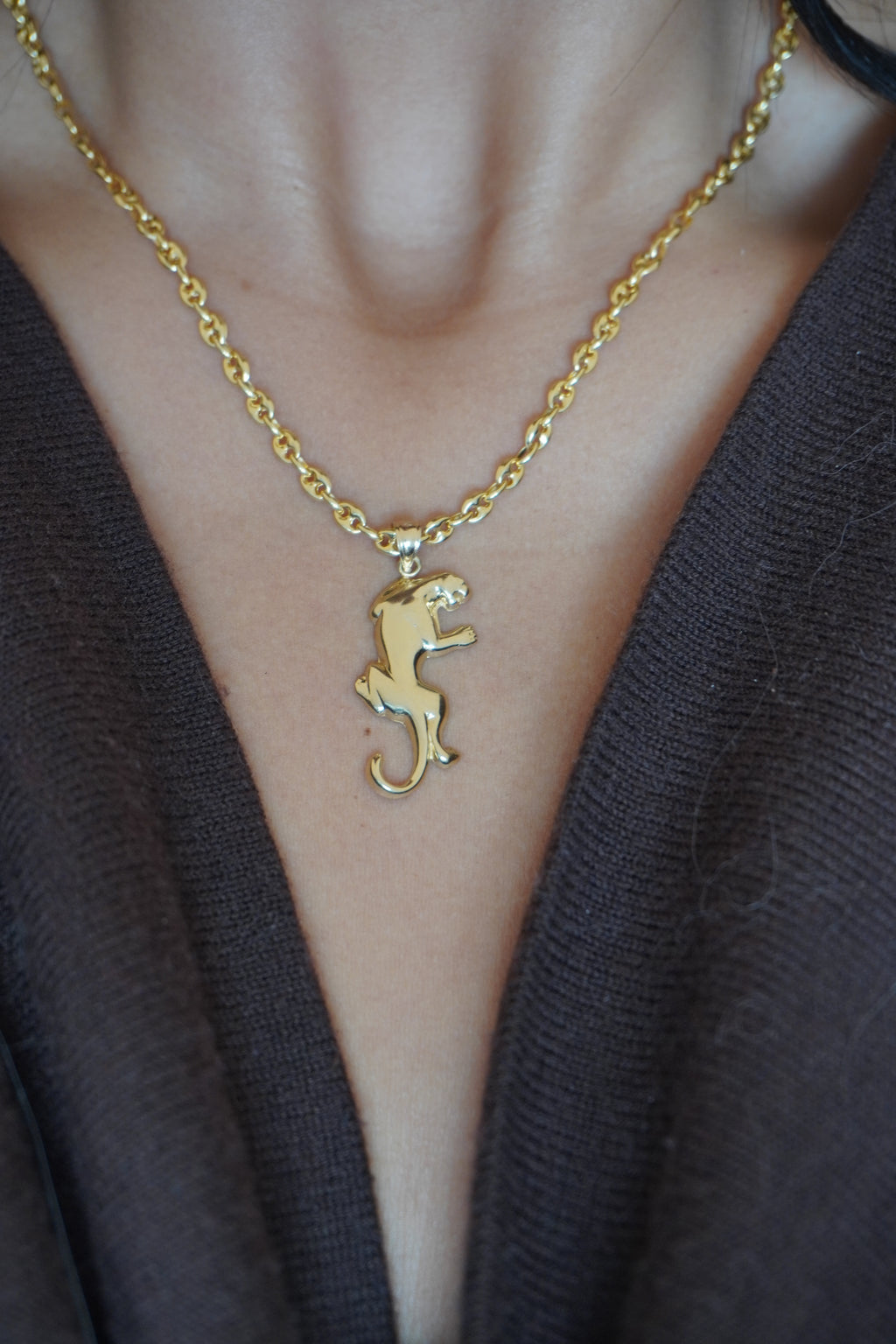 14K Yellow Gold Panther Pendant