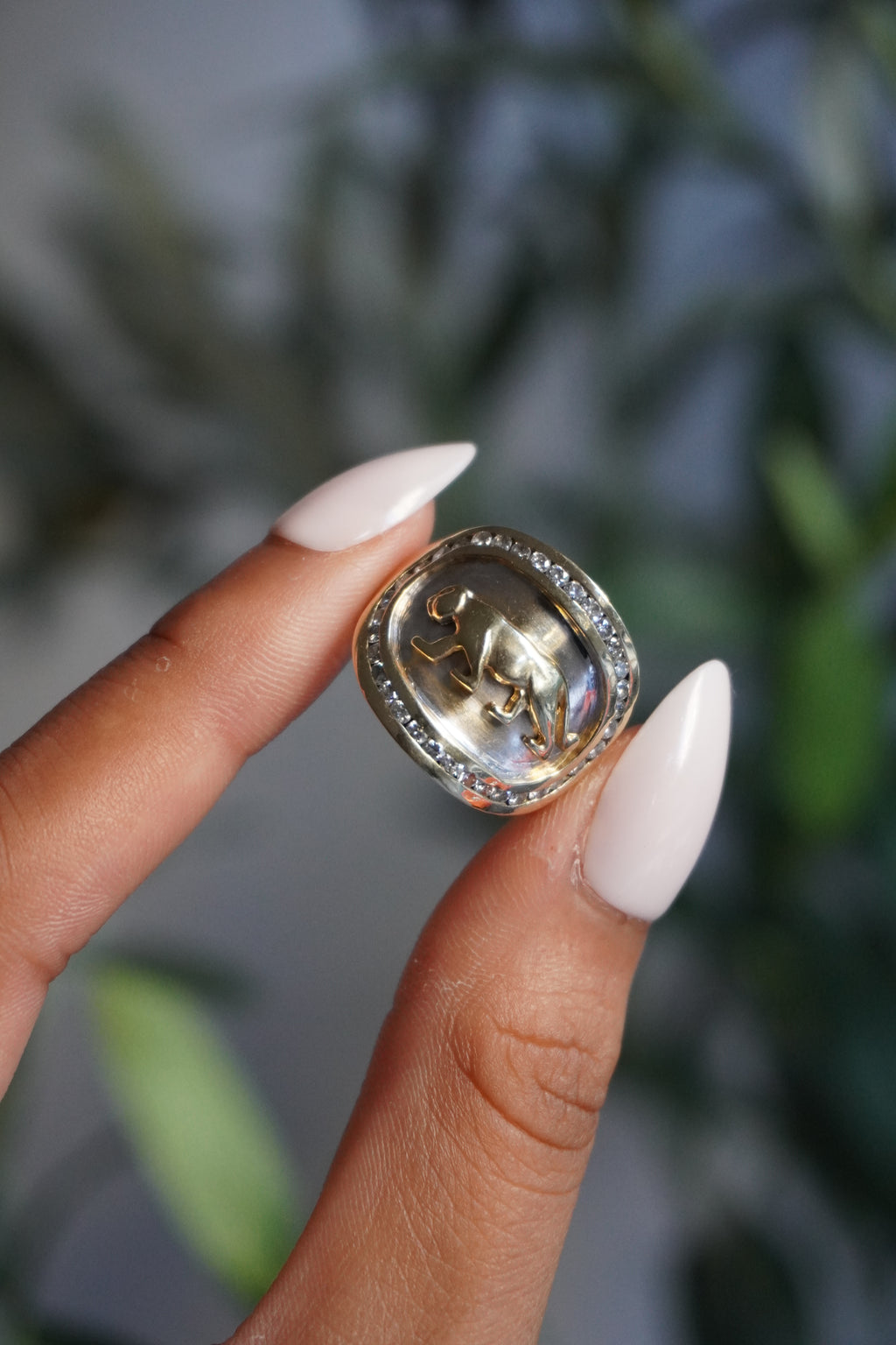 14K Two Tone Panther Diamond (~0.70 ctw) Ring Sz 6.75 (9.56 g)