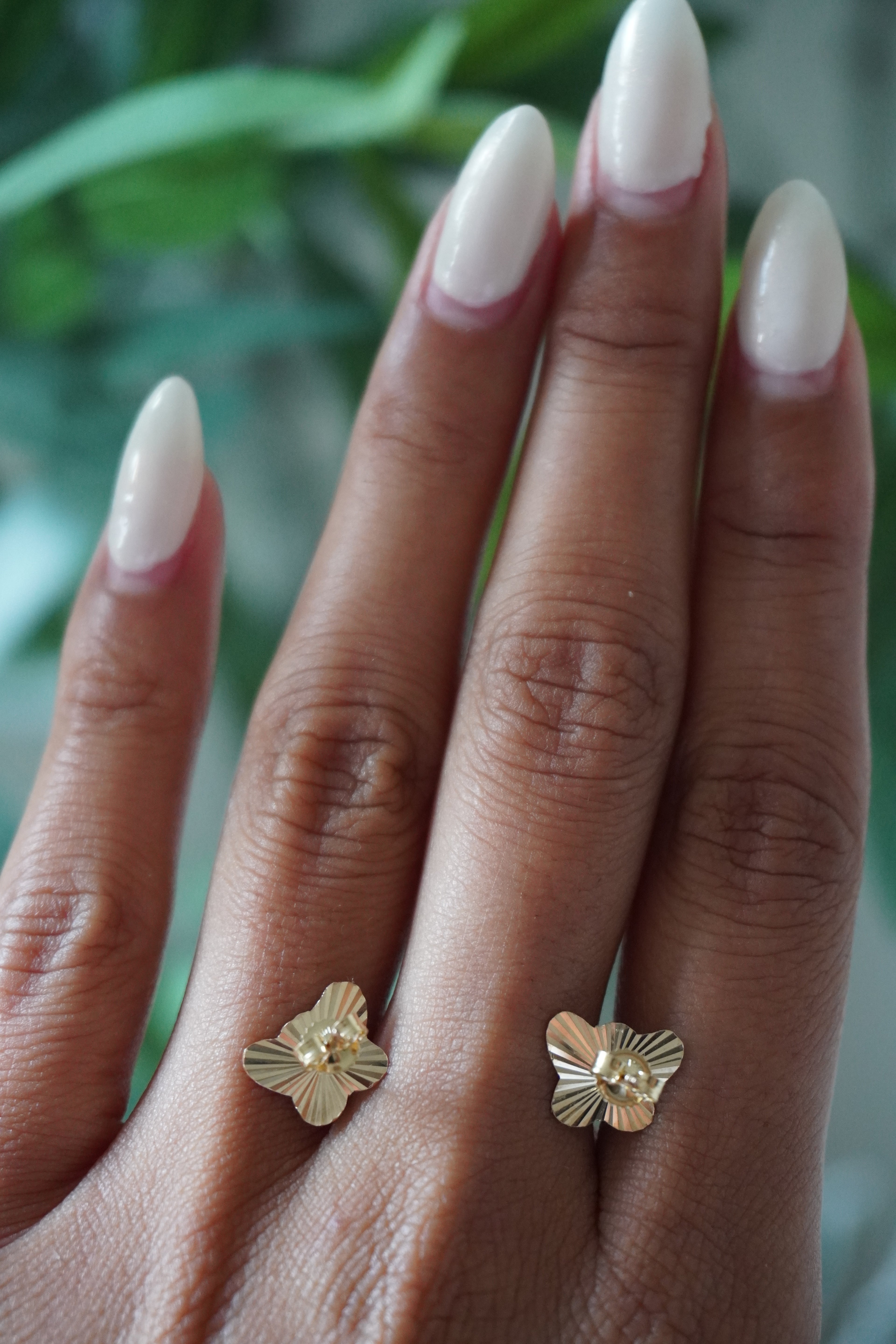 18K Yellow Gold Butterfly Stud Earrings with 14K Backs