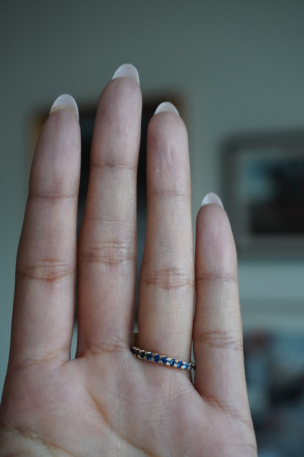 14K Yellow Gold Sapphire Eternity Band Sz 5.75
