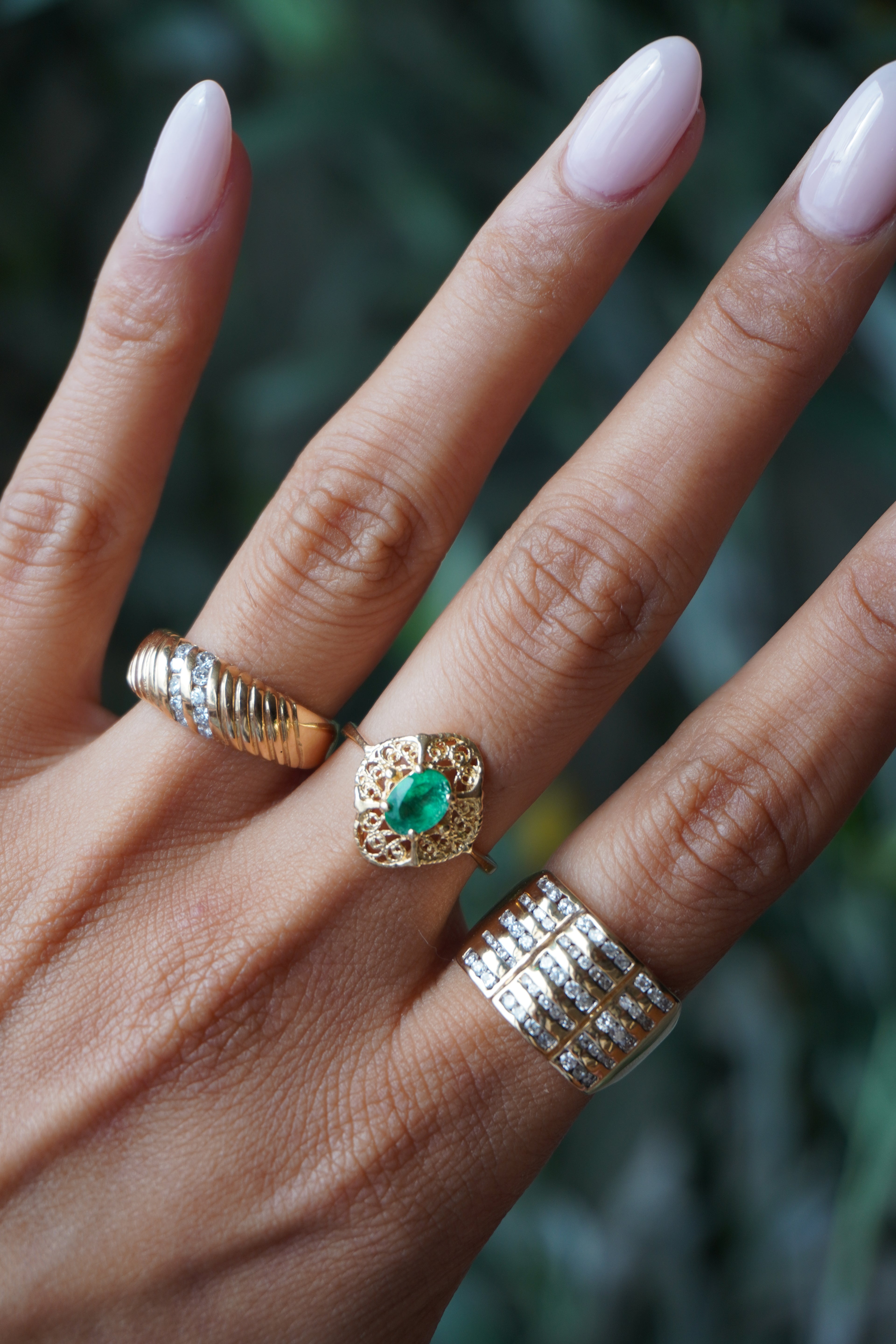14K Yellow Gold Emerald (.55 ctw) Ring Sz 7