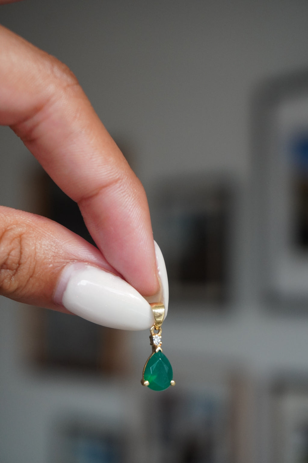 18K Yellow Gold Emerald Diamond Pendant