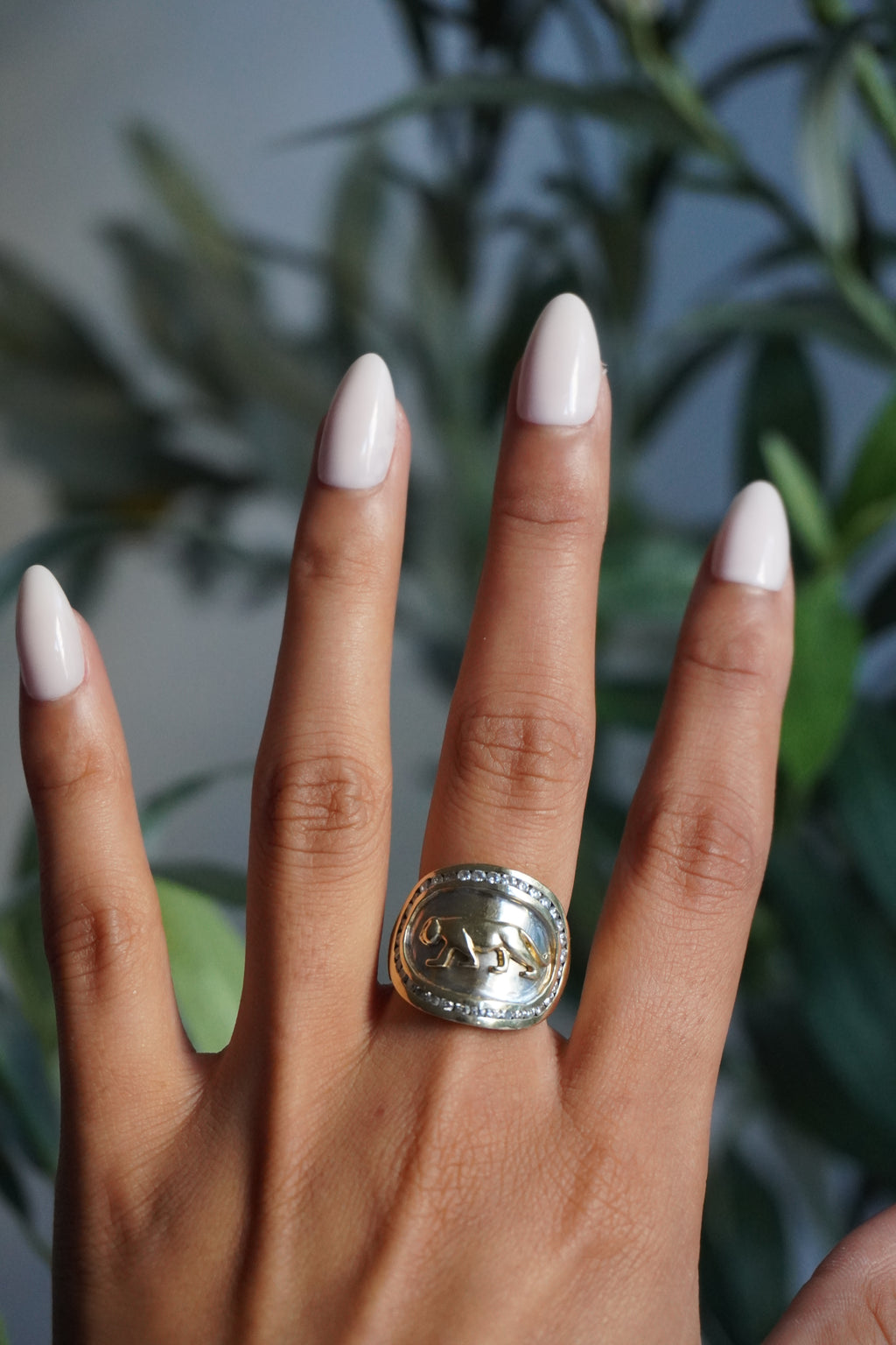14K Two Tone Panther Diamond (~0.70 ctw) Ring Sz 6.75 (9.56 g)