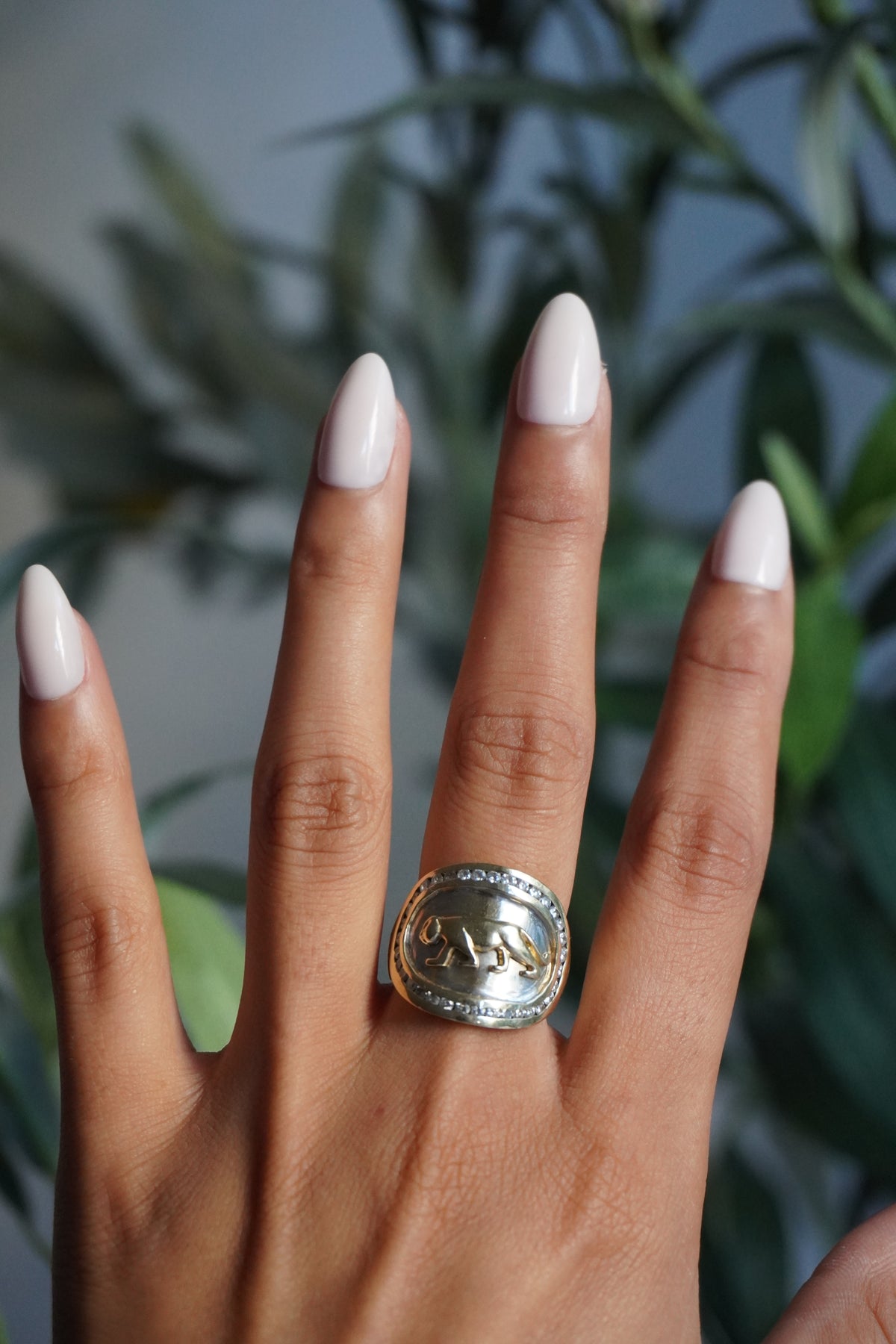 14K Two Tone Panther Diamond (~0.70 ctw) Ring Sz 6.75 (9.56 g)