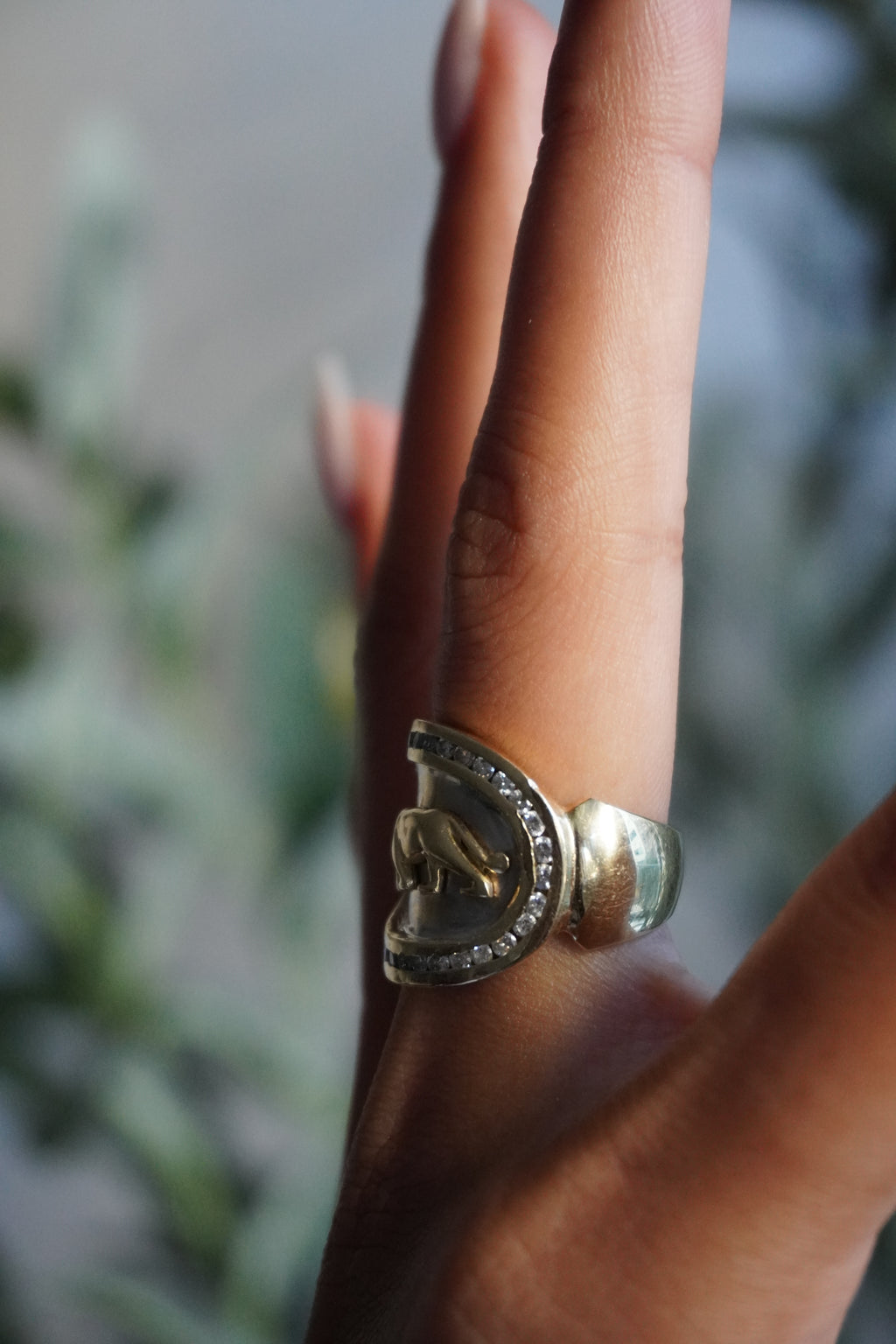 14K Two Tone Panther Diamond (~0.70 ctw) Ring Sz 6.75 (9.56 g)