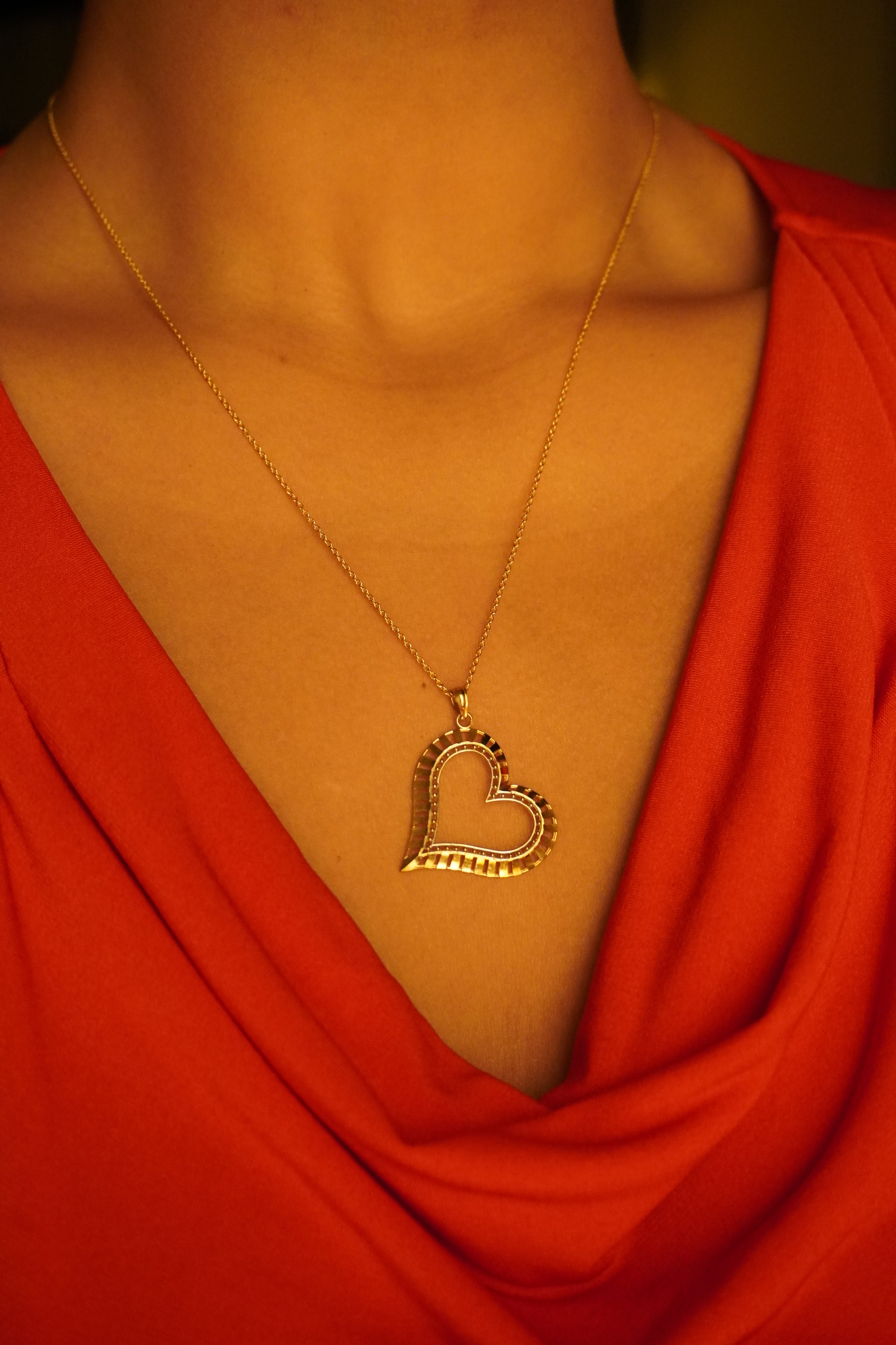10K Yellow Gold Large Open Heart Pendant