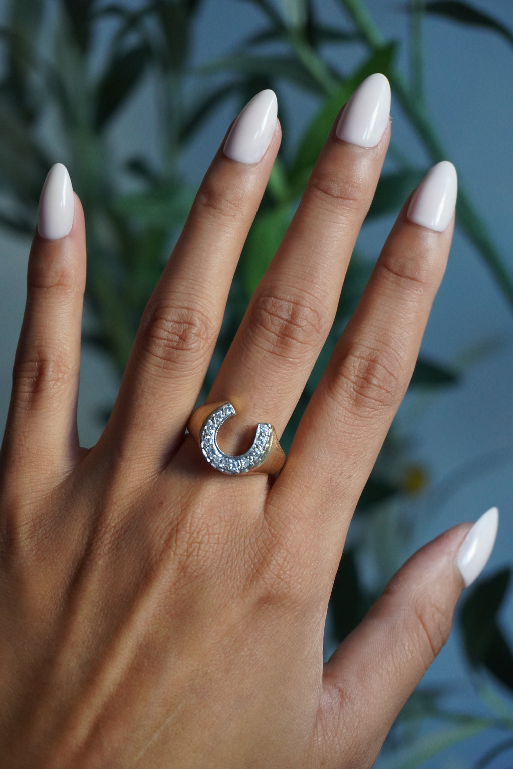 14K Yellow Gold Horseshoe Diamond (~0.30 ctw) Ring Sz 9 (7.8 g)