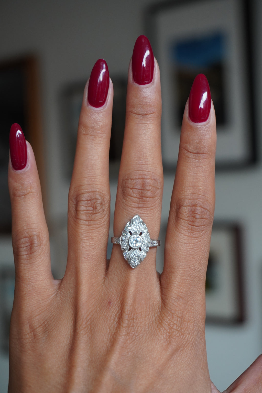 Platinum Antique Art Deco Old Mine Cut Diamond (0.82 ctw) Ring Sz 6 (5.45 g)