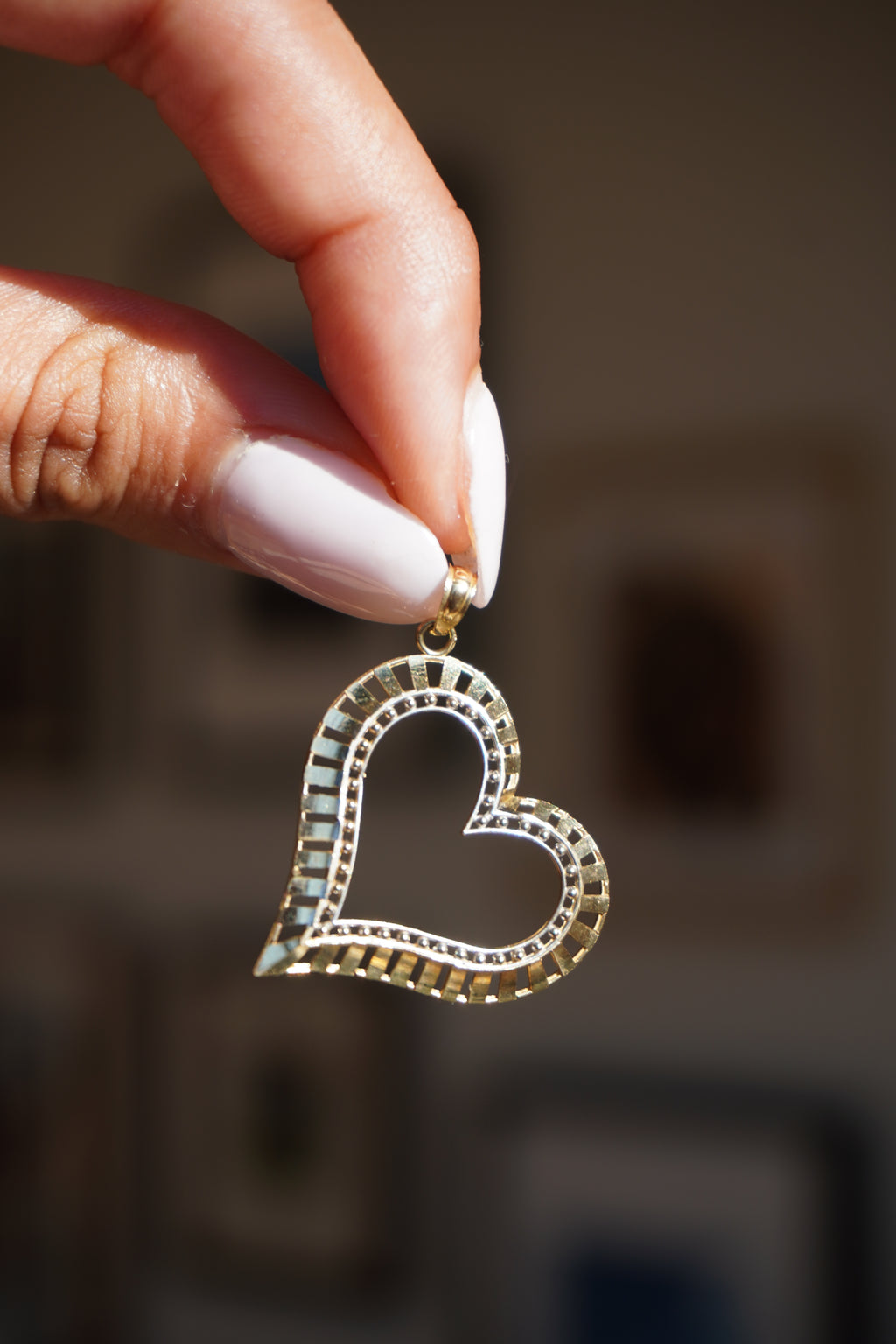 10K Yellow Gold Large Open Heart Pendant