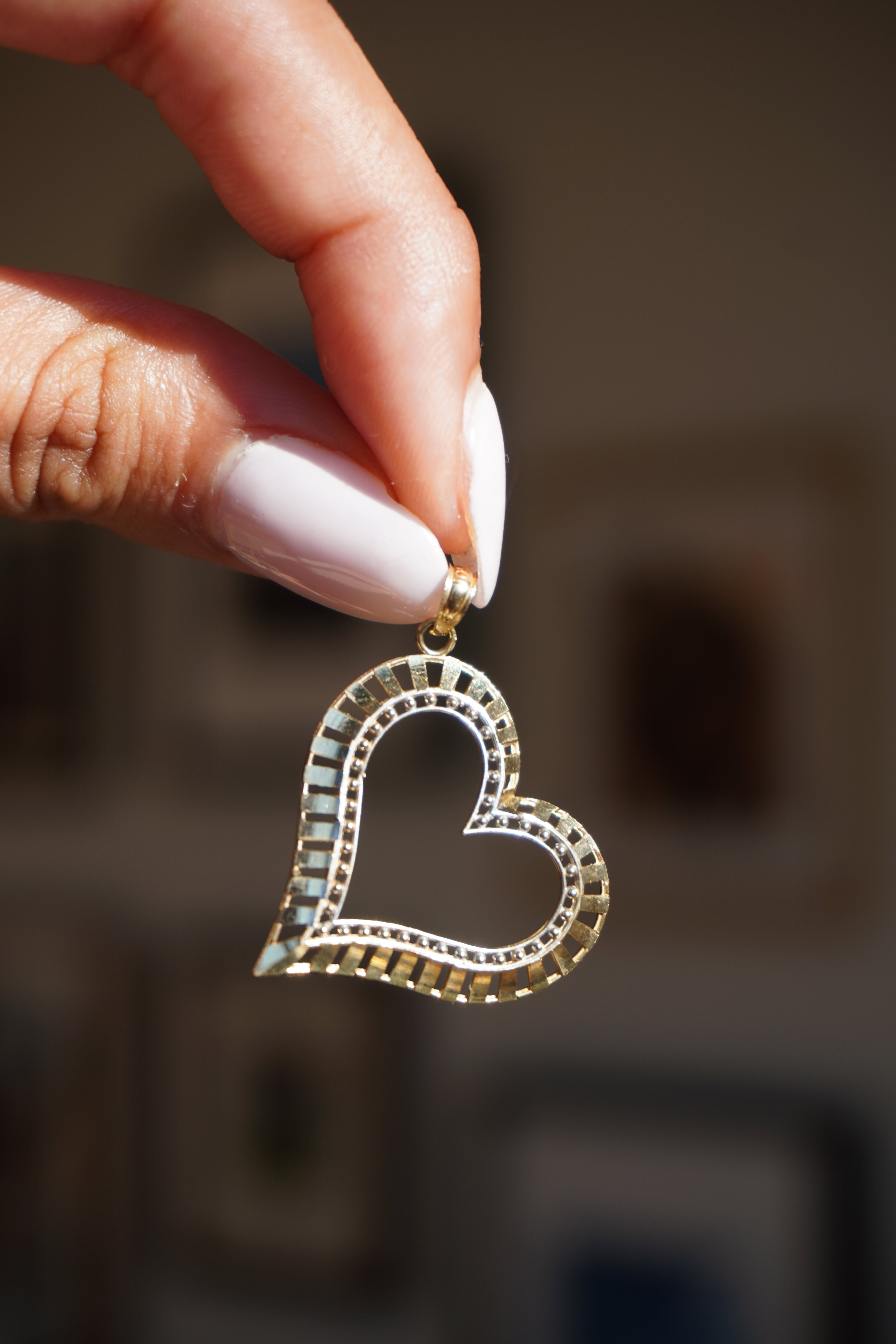 10K Yellow Gold Large Open Heart Pendant