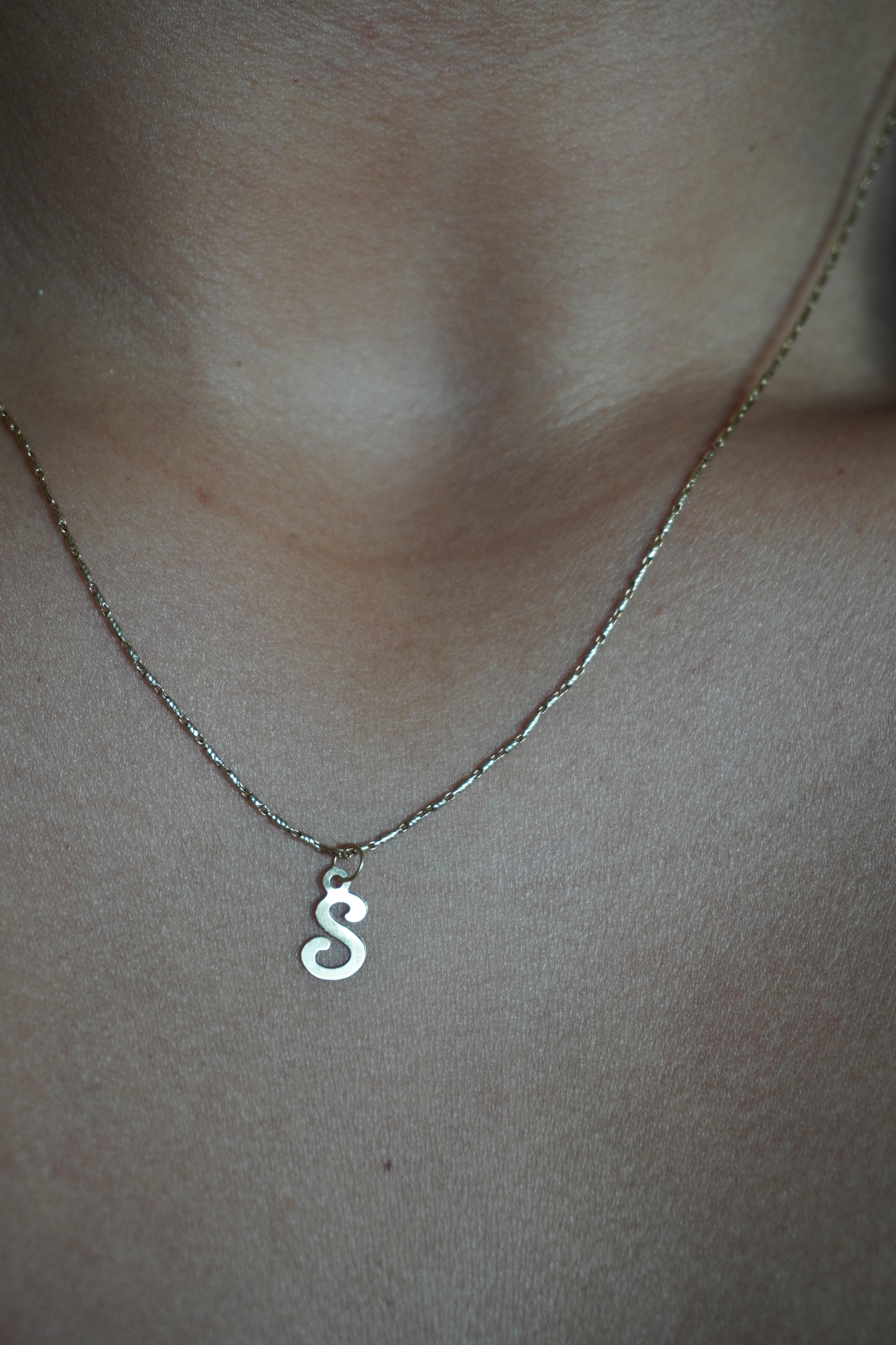 14K Yellow Gold "S" Initial Pendant