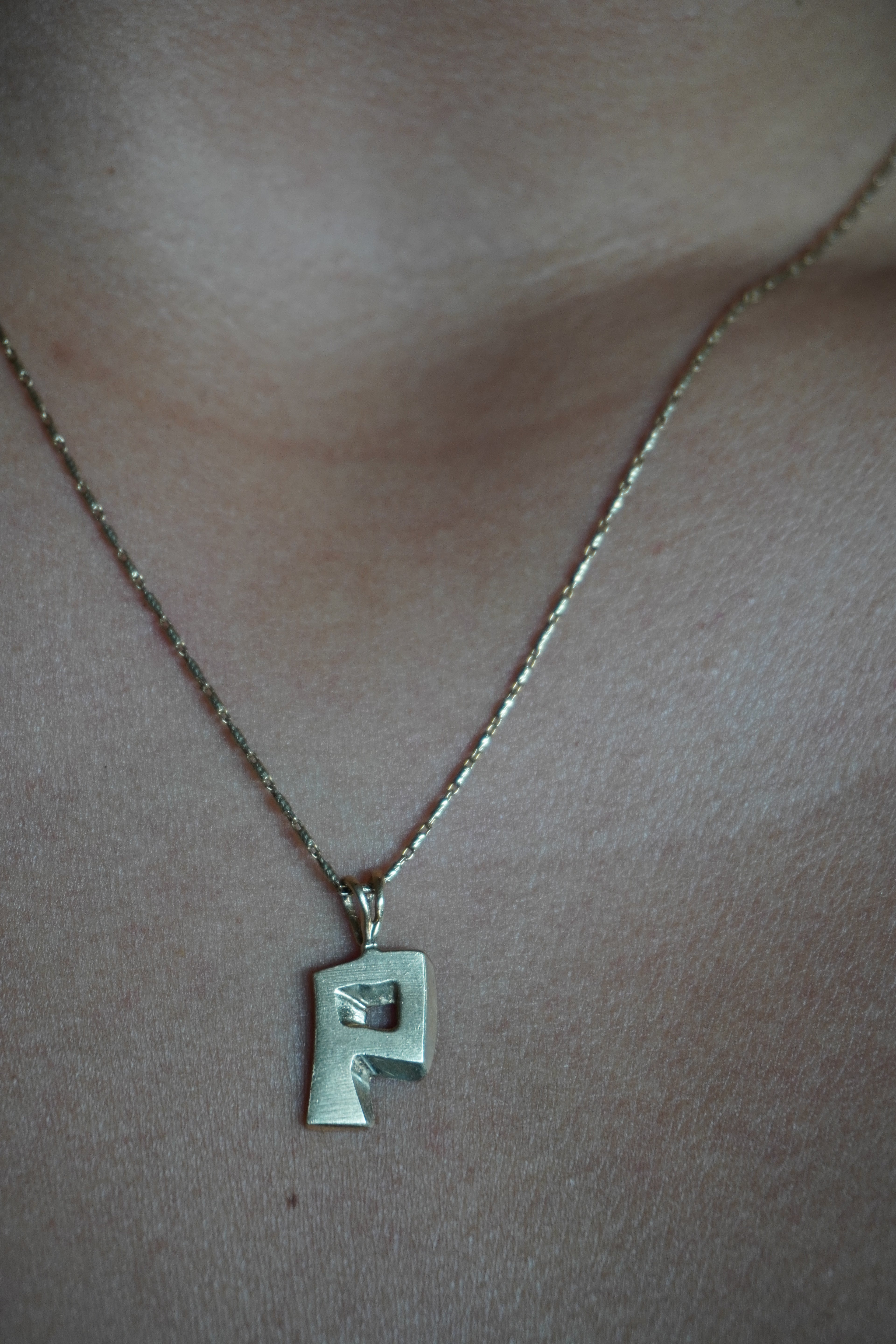 14K Yellow Gold "P" Initial Pendant