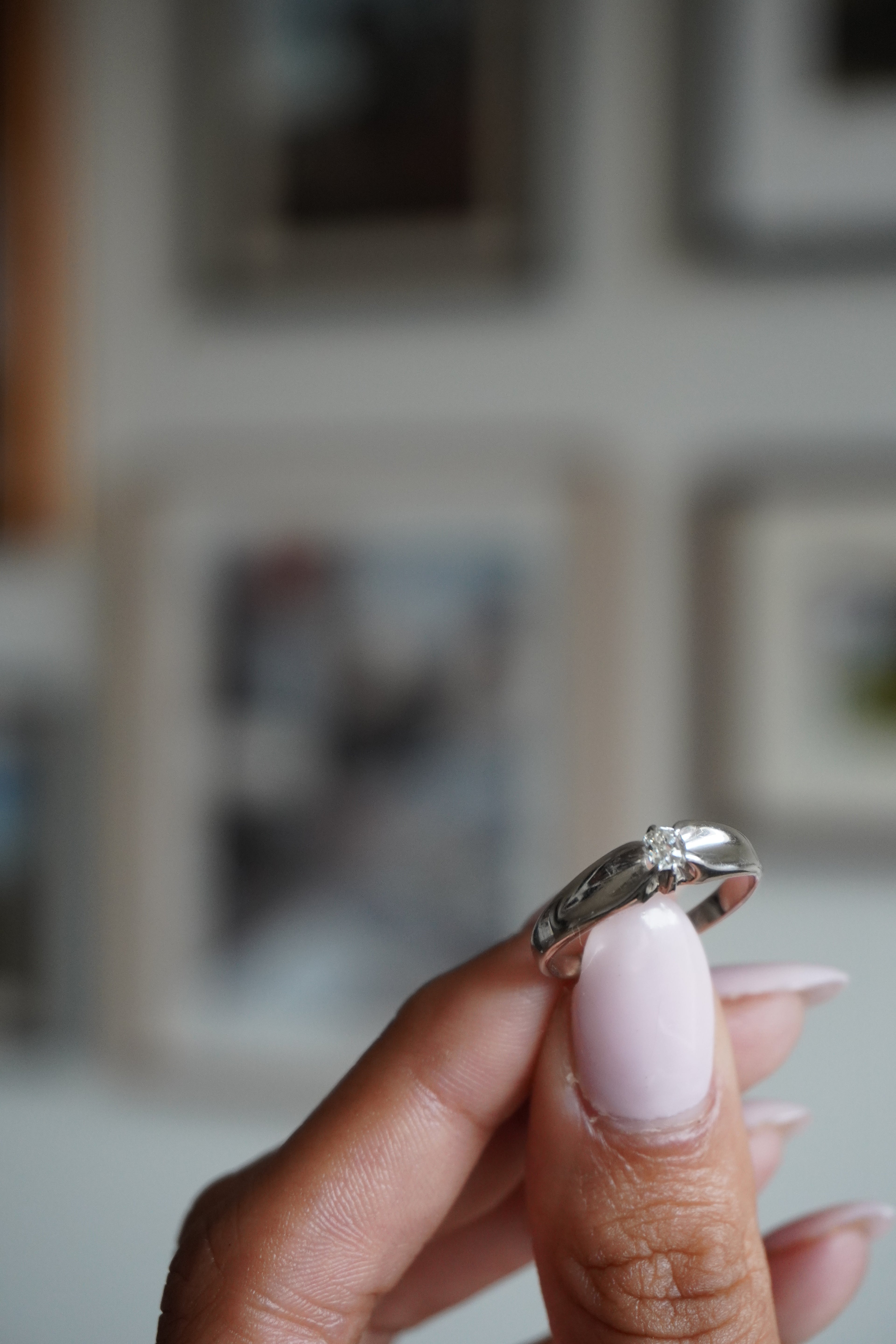 14K Yellow Gold (Rhodium Finish) Diamond Ring Sz 6.75
