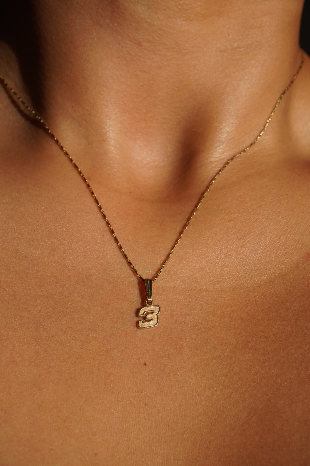 10K Yellow Gold Number '3' Pendant
