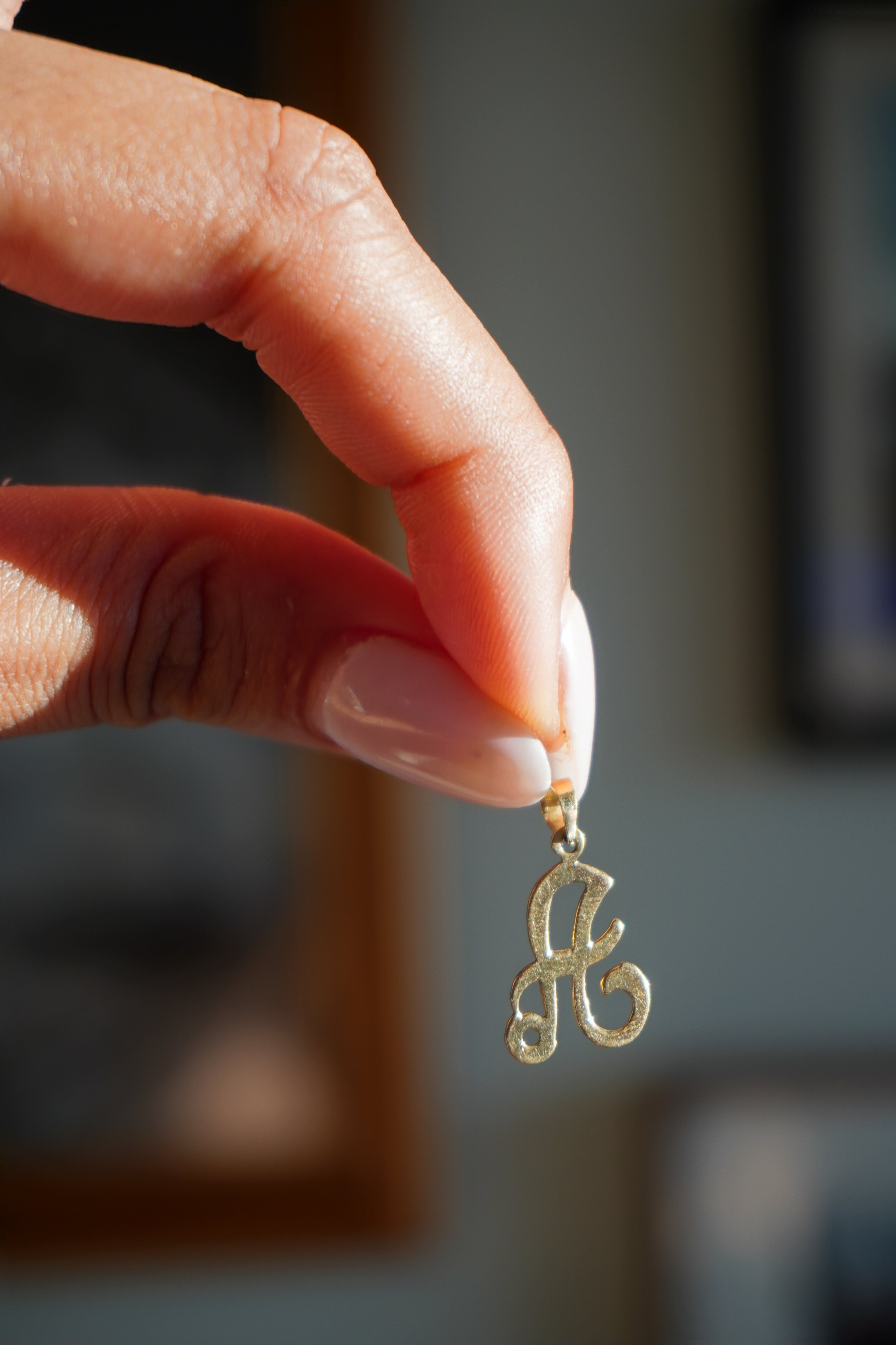 14K Yellow Gold "A" Initial Pendant