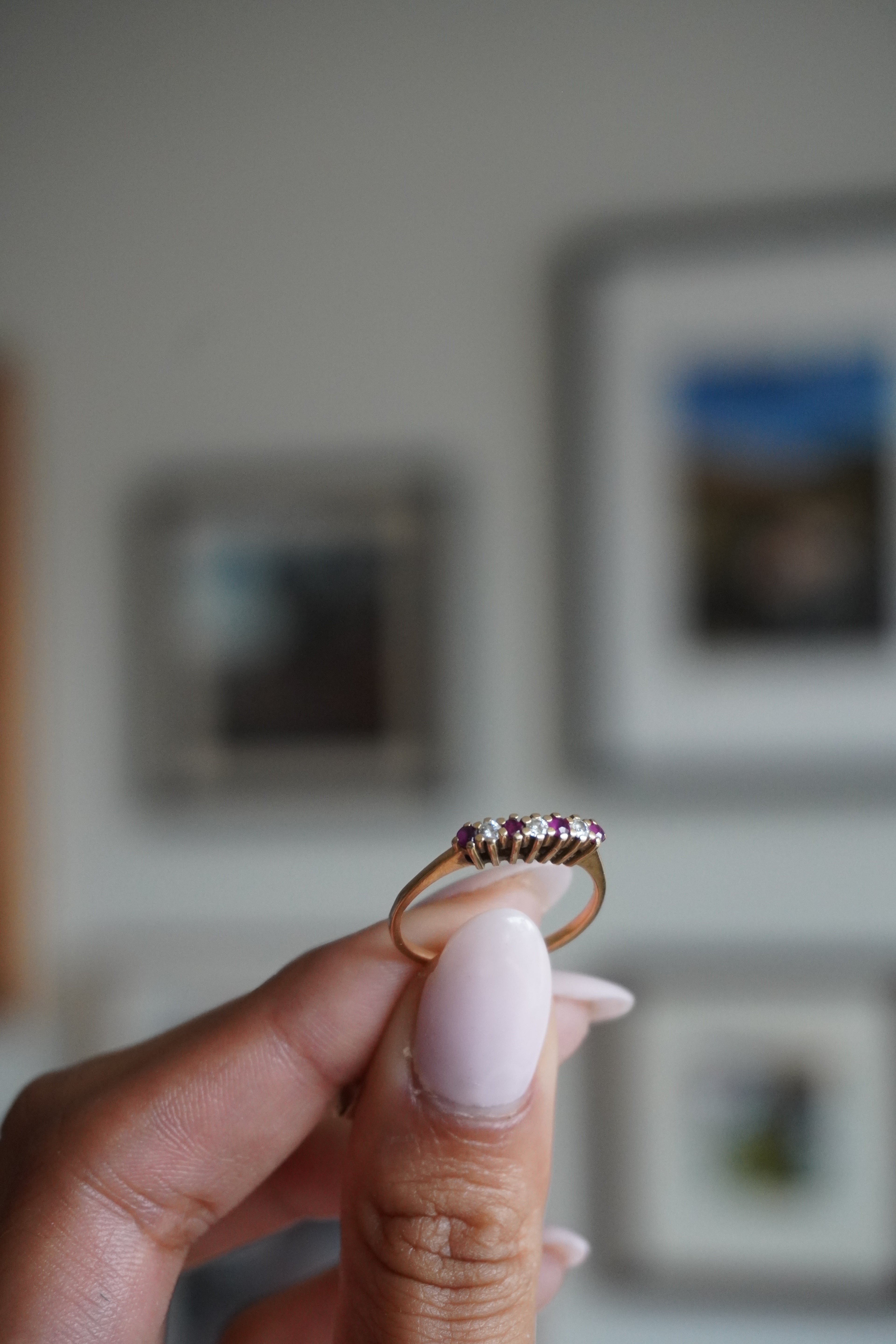 14K Yellow Gold Ruby Diamond Ring Sz 7.25