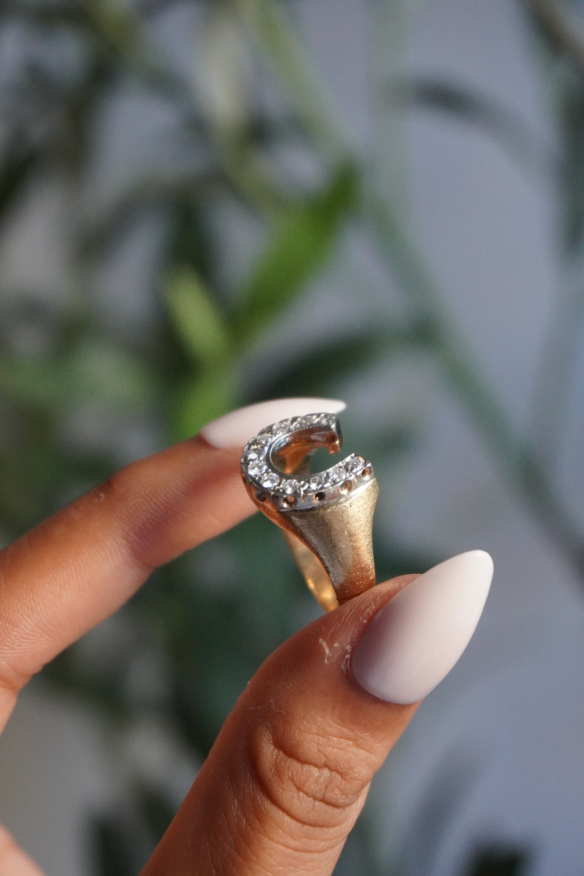 14K Yellow Gold Horseshoe Diamond (~0.30 ctw) Ring Sz 9 (7.8 g)