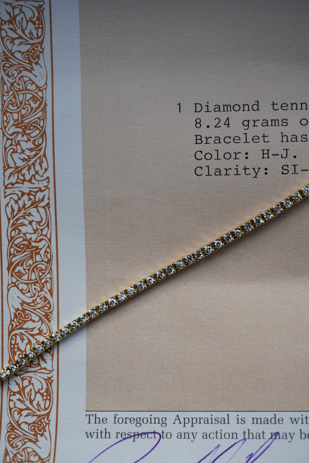 14K Yellow Gold Natural Diamond Tennis Bracelet 3 tcw. 7" (Appraisal Included)