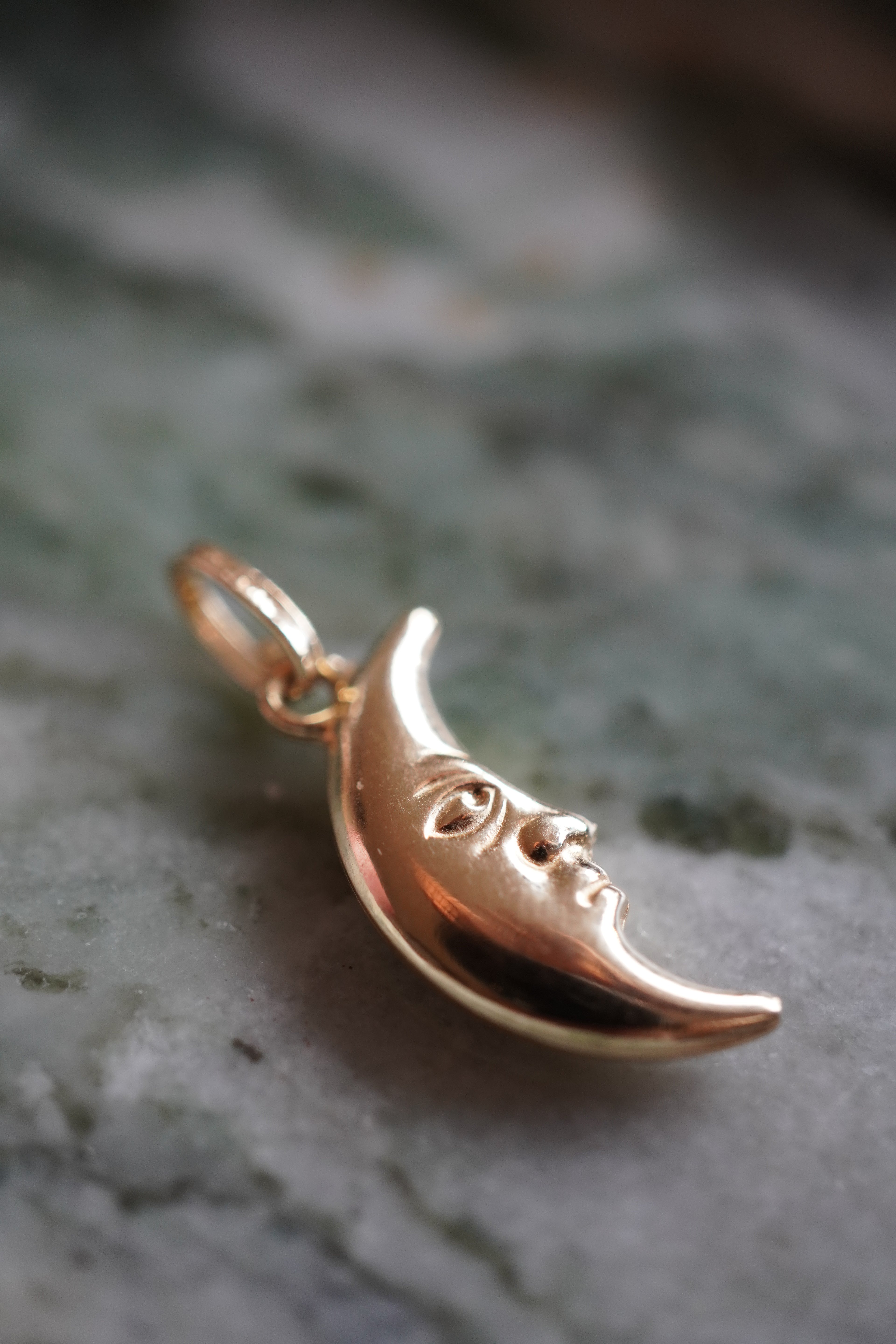 14K Yellow Gold Moon Pendant