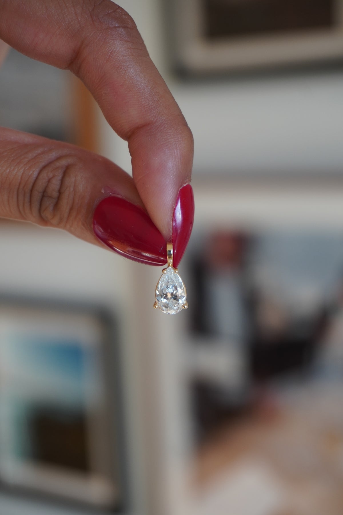14K Yellow Gold  Pear Brilliant 1.29 ct Lab-Grown Diamond Pendant (D, VVS 2)