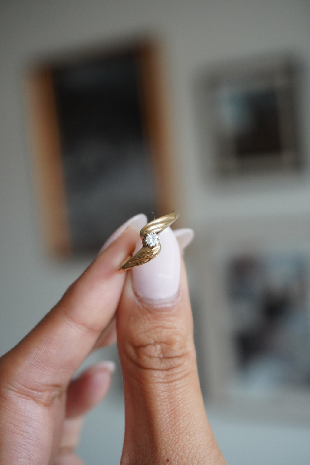 10K Yellow Gold Diamond Solitaire Ring Sz 7.5