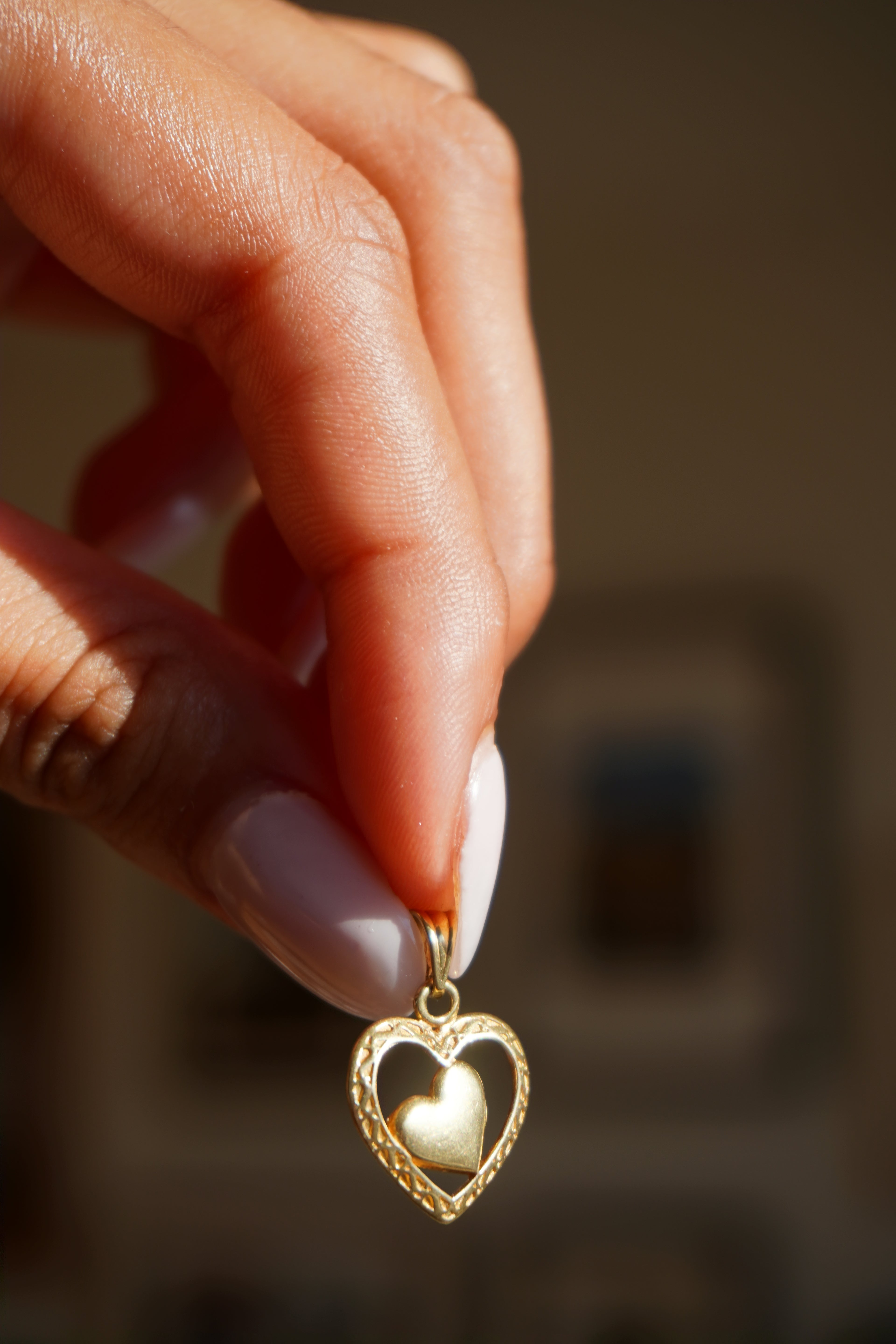 14K Yellow Gold Double Heart Pendant
