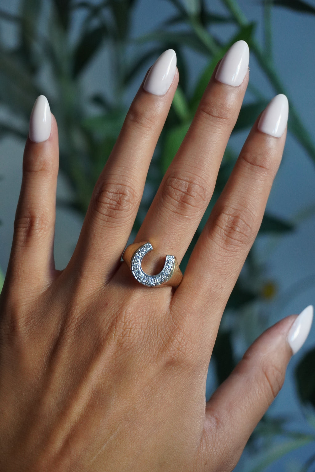 14K Yellow Gold Horseshoe Diamond (~0.30 ctw) Ring Sz 9 (7.8 g)