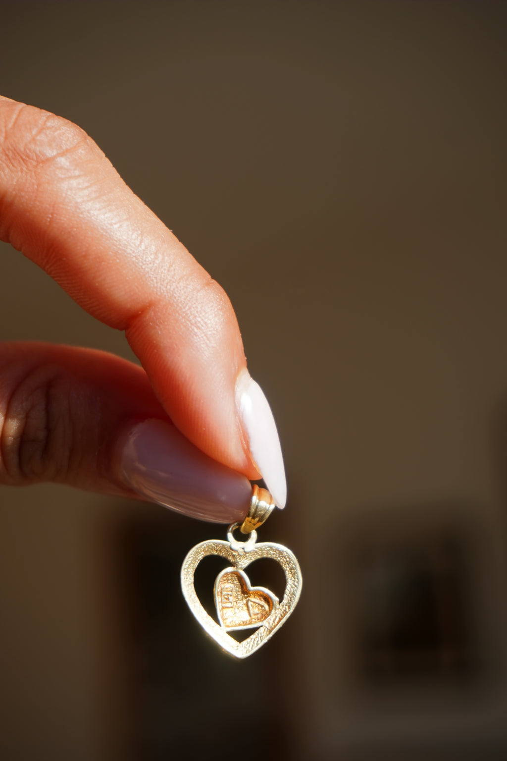 14K Yellow Gold Double Heart Pendant