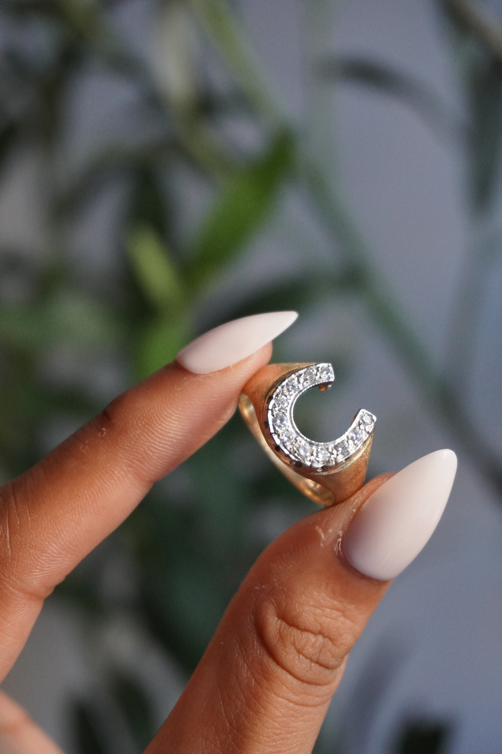 14K Yellow Gold Horseshoe Diamond (~0.30 ctw) Ring Sz 9 (7.8 g)